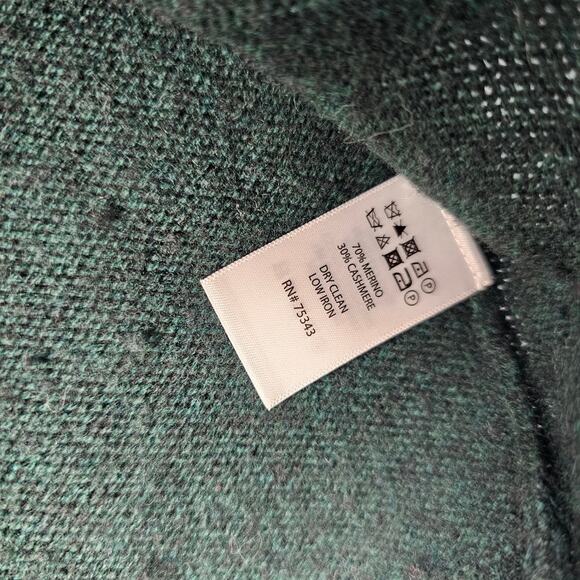 Tahari Knit Poncho Womens One Size Green Turtleneck Merino Cashmere Sweater - Picture 7 of 10